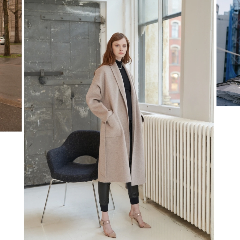 Quaint Iconic Dion Cashmere and wool blend robe coat